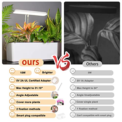 Growled Grow Lights For Indoor Plants, Height Adjustable Plant Growing Lamps, Planter Mate Plant Light Bar, 8/12/16H Optional Timer,5-Level Dimmable,Compatible For Most Plant Pots,Ul Adapter Included #TOP4