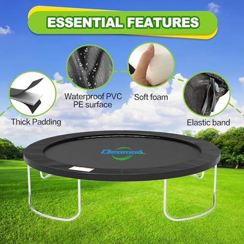 Deomod Trampoline Pad, 10FT 12FT 14FT Trampoline Replacement Safety Pad, Universal Trampoline Pads, Spring Cover, Waterproof, Tear Resistant, Round Arch Trampoline Parts for Kids (Black, 14FT) by deomod - Image 2