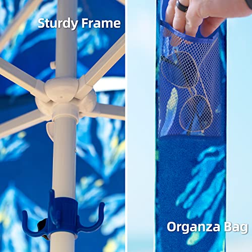 AMMSUN Beach Cabana, 6.2'×6.2' Beach Canopy, Easy Set up and Take Down, Cabana Tent with Sand Pockets, Instant Sun Shade with Side Wall, Coral Tropical - Image 5