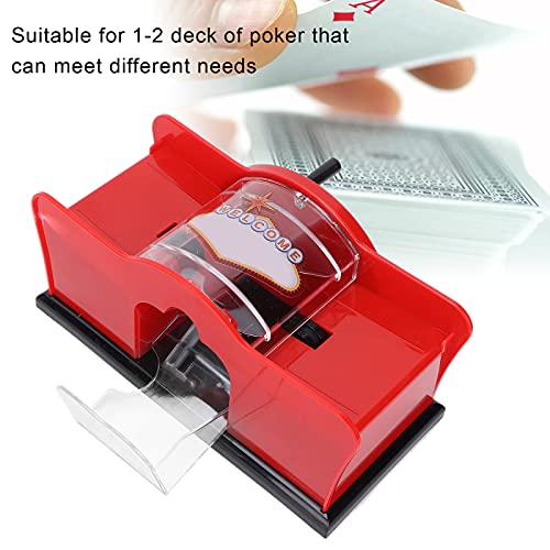 Dioche 1‑2 Deck Manual Card Shuffler For Blackjack, Uno, Poker; Quiet, Easy To Use Manual Card Mixer, Hand Cranked, Casino Equipment Card Shuffling Machine For Playing Cards(Red) #TOP1