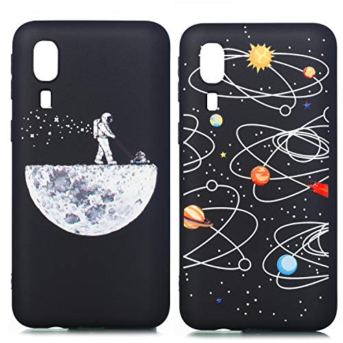 YKTO Funda para Samsung Galaxy A2 Core Carcasa Suave Anti-Rasguño Silicona Case [2 Pack] Ultra Delgada Ligera Cover Romántico Hermoso Bonita Cielo Estrellado Diseño Tapa Universo