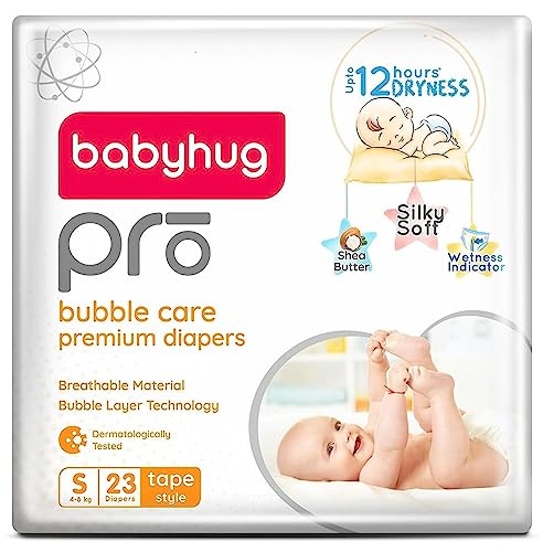 Image of Baby Hug Pro Bubble Care Premium Tape Style Diaper Small (S) Size - 23 Pieces