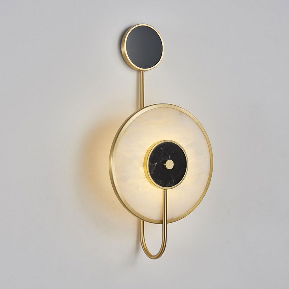 ZGDHWCR LED Warm Light Natural Alabaster Wall Sconce, Medieval Industrial Style Marble Wall Lamp, 23.6in Stone Wall Light, Bedroom Entryway Hallway Decorative Lighting Fixtures