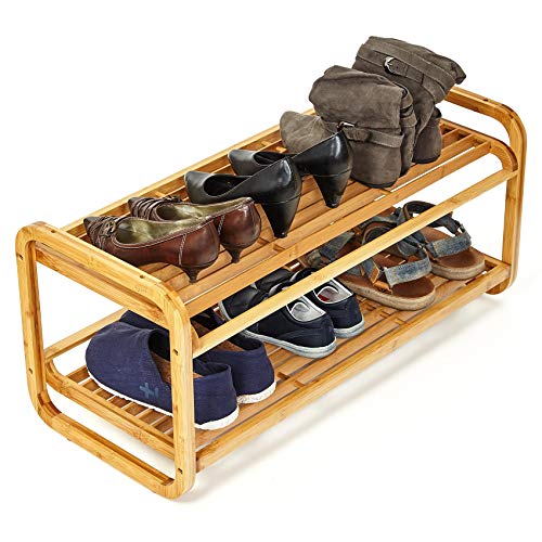 bambuswald© Étagère à chaussures en bambou 100% durable | Étagère à chaussures (env.75x33x33cm) empilable - étagère à chaussures Cover