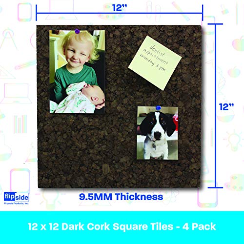 12" X 12" Dark Cork Square Tiles - Pack Of 16 #TOP3