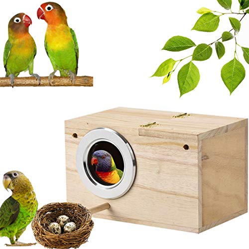 Bird Wood Breeding Box Durable Parakeet Nesting Box for Lovebirds Parrotlets Parakeet Mating and Rest (Khaki, 12x12x19.5cm) Bird Wood Breeding Box Durable Parakeet Nesting Box for Lovebirds Parrotlets Parakeet Mating and Rest (Khaki, 12x12x19.5cm)