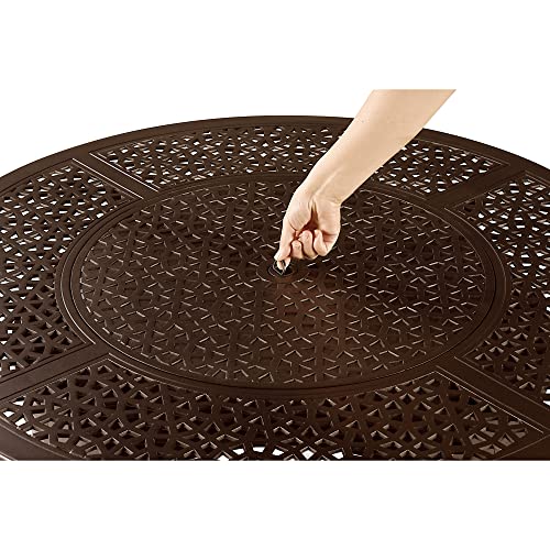 Image of Oakland Living 44 in. x 44 in. Aluminum Propane Fire Pit Table with Glass Beads, Two Covers, Lid, 57,000 BTUs in Brown Finish