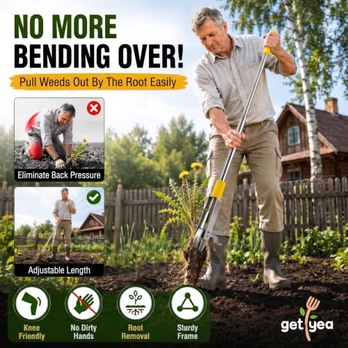GETYEA Stand Up Weed Puller Tool, Dual Eject, 4-Claw, 48" Long Handle by GETYEA - Used condition - Image 2