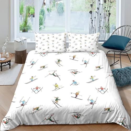 Housse de couette 200x200 ski parure lit microfibre douce 3D - 4