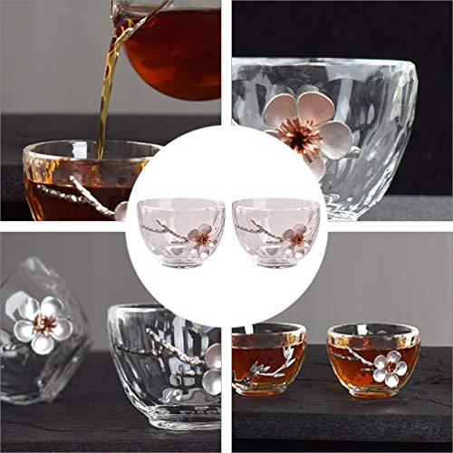 YARNOW 2 xícaras de chá, copo de vidro, canecas de chá, flor, xícara de chá, caneca de café, present
