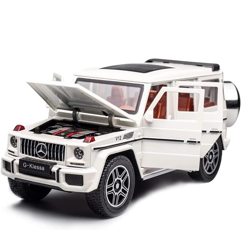 Image of Alloy Metal Car 1:24 AMG G63 G-Klessa Diecast Pullback Toy car with Openable Doors & Light, Music Boys Gifts Toys for Kids (White)