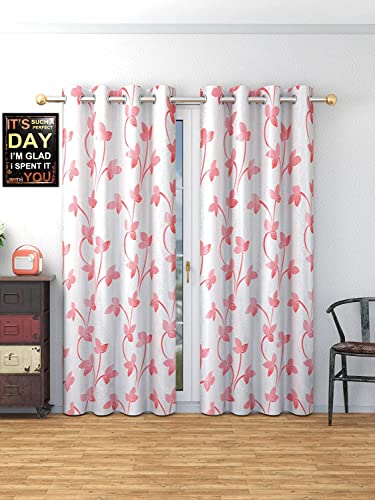 Image of Window Heavy Quality Print Curtains 5 Feet Long | High Tenacity Yarn Polyester Curtains | Premium Screens for Home Office | Prada for Living Room Bedroom | (Pink, 1pc)