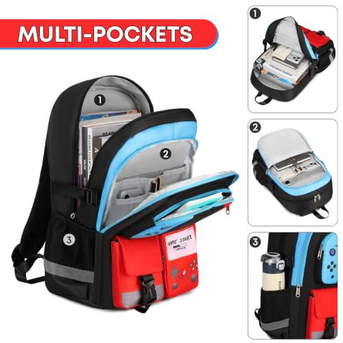 Image of 3PCS Boys Backpack for School Kids Schoolbag Teens Book Bag | Teen Boys Elementary Middle School Backpack College Student Bookbag with lunch box Children Waterproof Laptop Bag