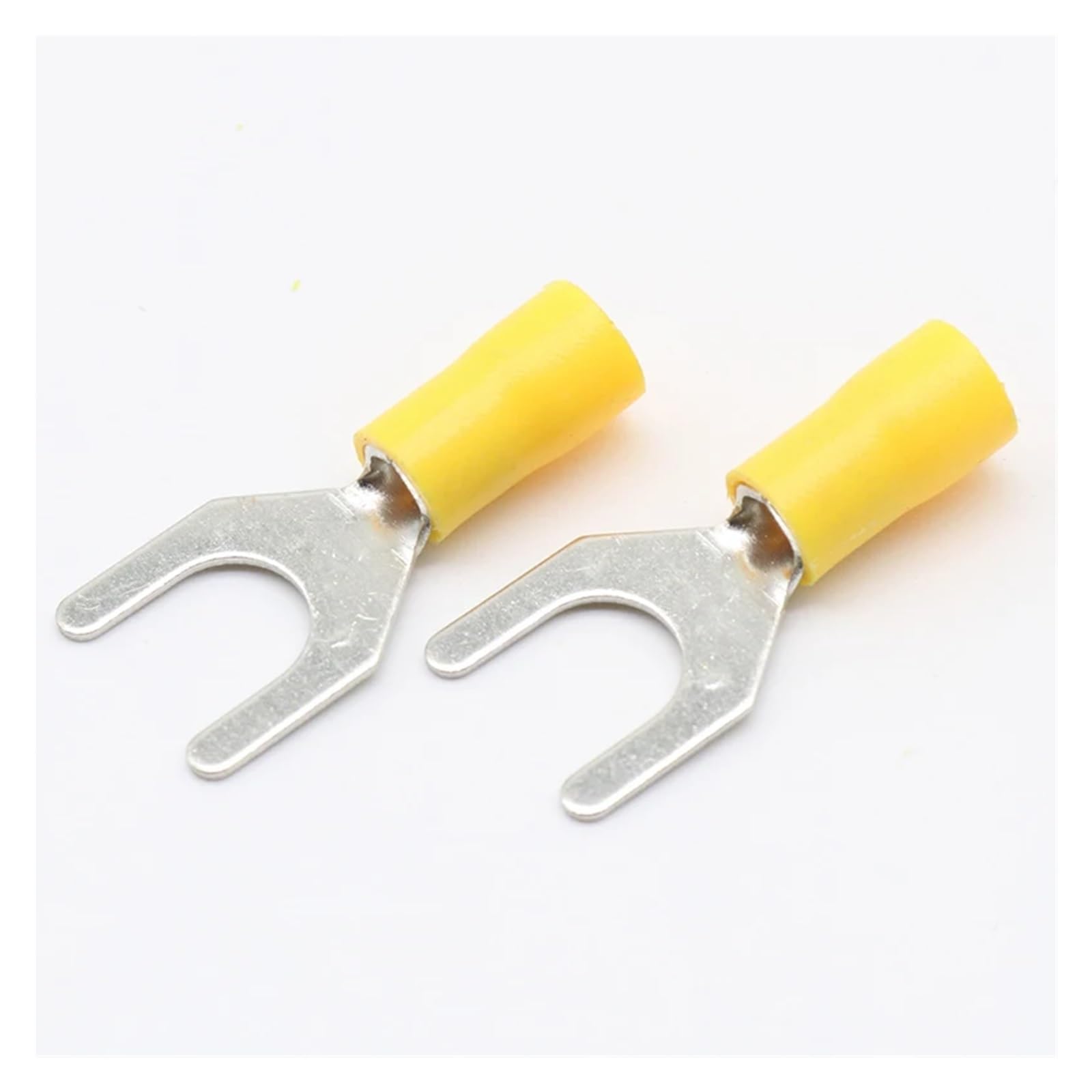 QMKADFQXF SV5.5-8 Yellow Terminal Cable Wire Connector 50PCS Insulated Fork Spade Crimp Connector Terminals Electrical Wiring SV5-8 SV