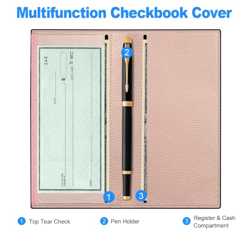 Image of CASMONAL Checkbook Cover for Women & Men, PU Leather Wallet RFID Blocking