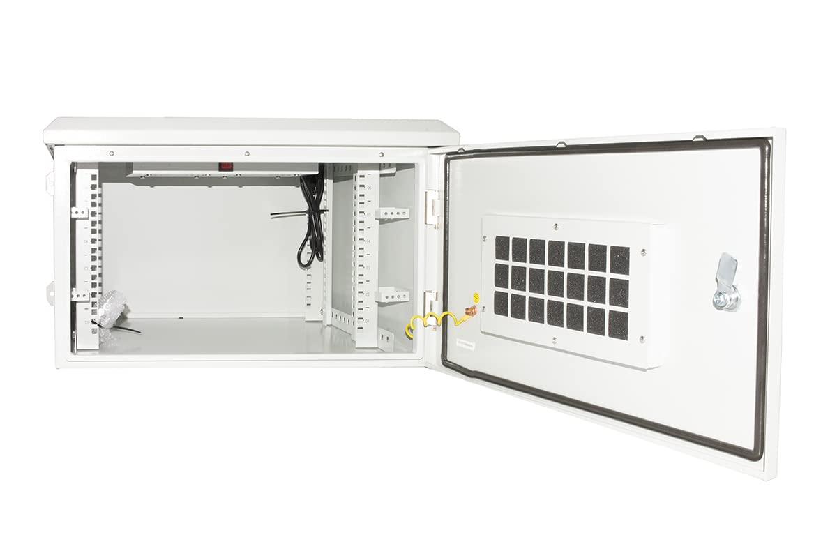 Link LK190945IP Armadio Rack 19 Pollici 9U Per Reti Da Esterno Classe Protezione Ip55 Con Ventole Filtrate, Grigio Chiaro, 600 x 450 x 467 mm