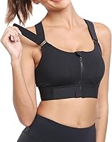 Fashiol Women's Front Zipper Sports Bra Plus Size Padded Bra Velcro Adjustable Push Up Bras for Gym, Workout and Fitness (40, Black)