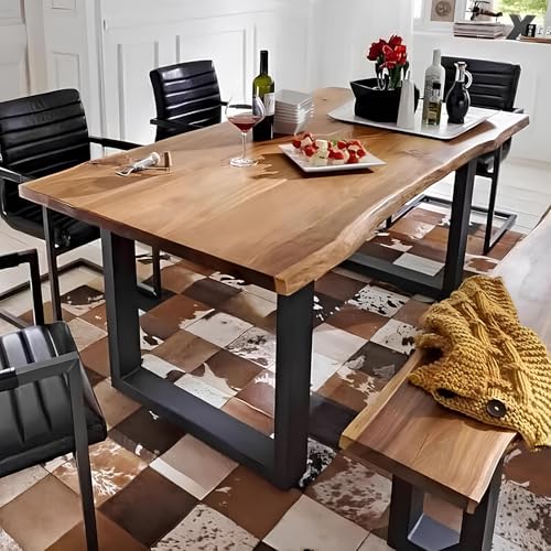 Live Edge Dining Table Solid Wood Rectangle Table Top with