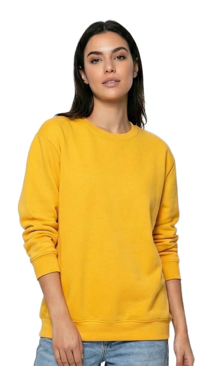 Women's Yellow Sweatshirt, Crew Neck, Long Sleeve-picture-41