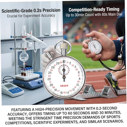 Chronomètre analogique mécanique 30 s avec pause pour course à pied