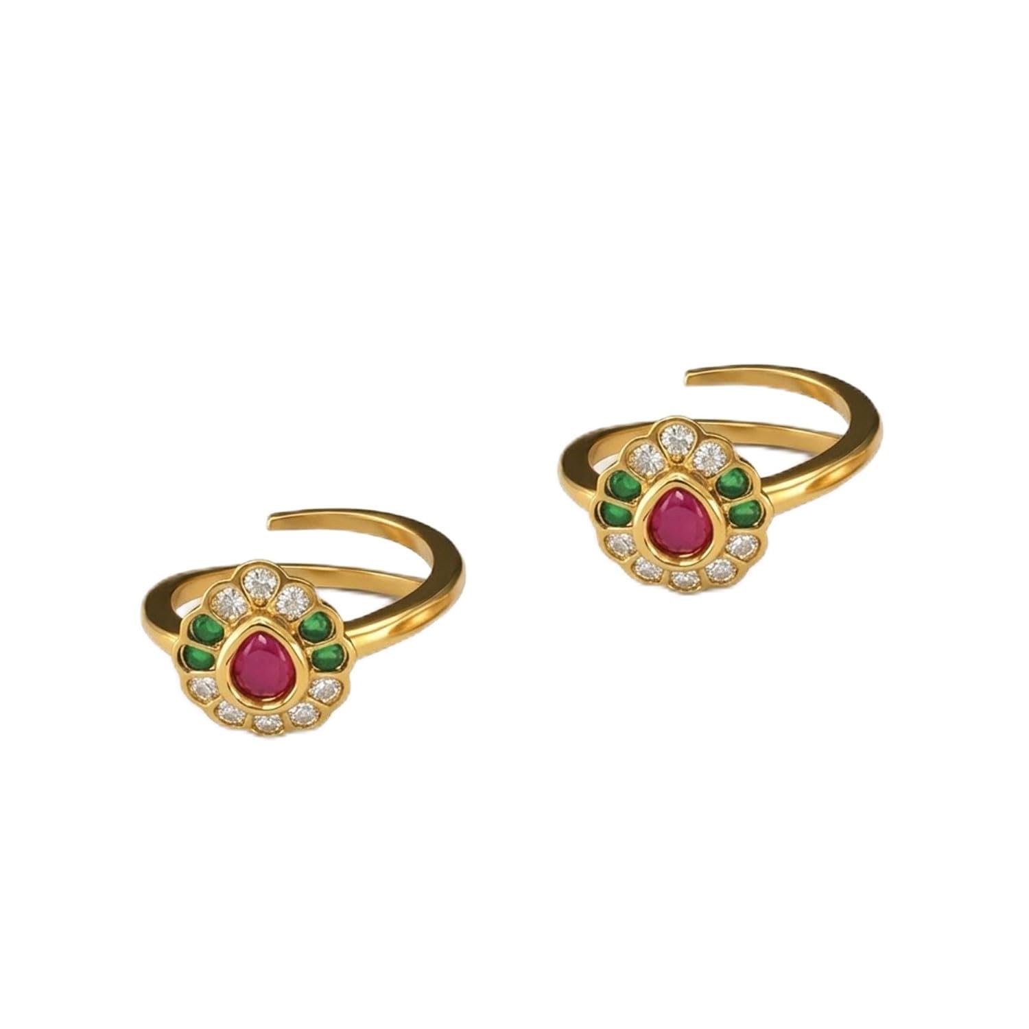 vama FASHIONS Traditional Adjustable 18K Gold Plated Anti Tarnish CZ Stone Toe Leg fingerring Mettelu Metti Bichhiya Finger Rings Bichua for Women & Girls-picture-14