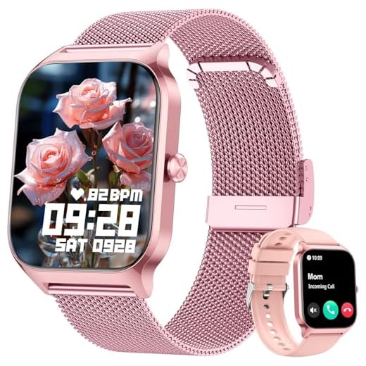 KALINCO Montre Connectée Homme Femme, 1.85” AI Smartwatch avec Appel Bluetooth, Pression Artérielle, Stress, Podometre, Sommeil, Cardiofrequencemetre, 100+ Sport Bracelet, Cadeaux pour Android iOS