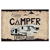 miaomansenstore zerbino da campeggio personalizzato, zerbino di benvenuto marrone happy camper 5th wheel campers decorazioni casa regali