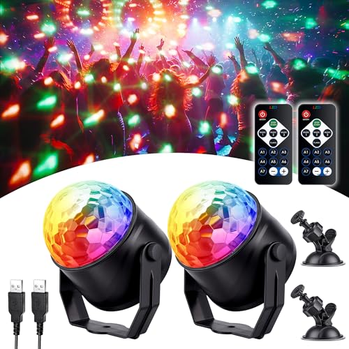 RGB Boule Disco, Portable 360° Rotation Sound Activated Disco Ball Light, Contrôle de la Musique DJ Rotatives Lampes de Scène Avec Télécommande,pour Intérieur et extérieur Fête, Bar, Club