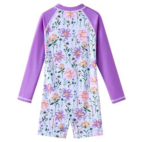 Image of Girls Swimsuit Long Sleeve Rash Guards Swim Suit 4-12Y