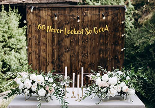 Sterling James Co. UPDATE 60 Never Looked So Good Gold Glitter Banner - 60Th Anniversary And Birthday Party Decorations thumb #2