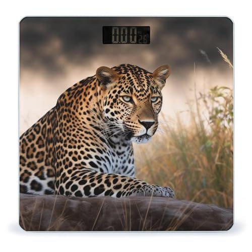 Báscula digital de baño con diseño de leopardo africano miniatura 1
