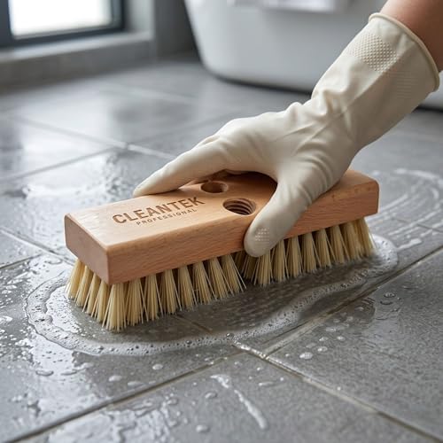 Image of Restaurantware-Clean Tek Professional 8 Inch Deck Brush, 1 Heavy-Duty Scrubber Brush - Stiff Bristles, Ergonomic Handle, Wood Cleaning Scrub, for Removing Deck Stain, Ideal for Wood Or Fence