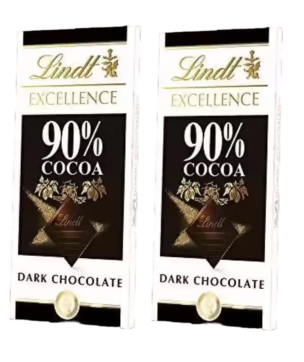 Lindts Excellence 90% Cocoa Dark Chocolate Bar, Each 100g X Pack Of 2 (From UK)