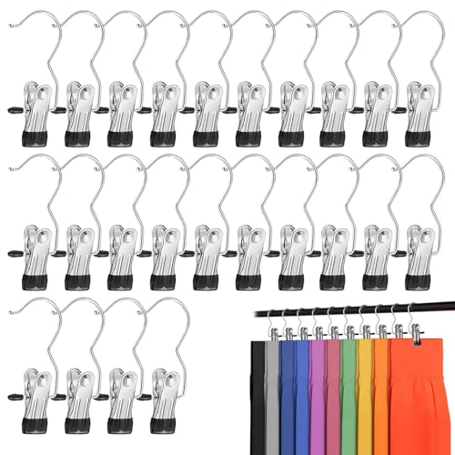 24Pcs Trouser Hangers Portable Laundry Hooks No Slip Pants Hanging Clips Anti Slip Boots Hangers Clips Multi-function Metal Storage Hanger Clip Space Saving for Jeans Hats Tall Boots Socks Skirt