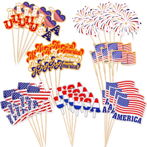 Mini drapeaux américains 4 juillet HOWAF pics à fruits et décors de gâteaux