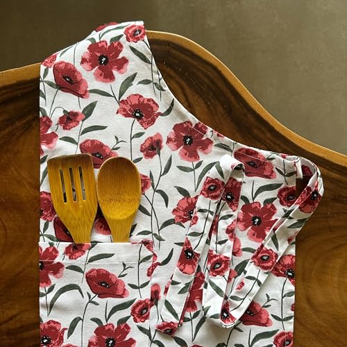 Image of Oak & Lily 100% Cotton Kitchen Apron | Fully washable with large front pocket | European quality | Made for Indian sizes