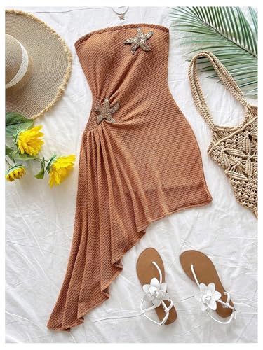 Floerns Women's Summer Sundress Metal Starfish Asymmetrical Hem Tube Beach Vacation Clothes3