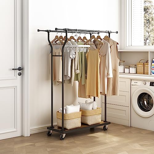 Snapklik.com : Hoctieon Heavy Duty Double Rod Clothing Racks For ...