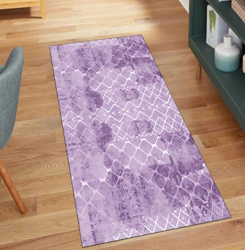 Alfombra larga lila 60x220 cm vintage lavable por metros para pasillo casa 2