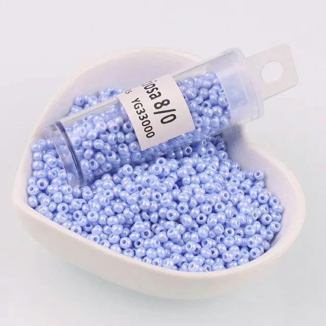 ORGEFY Perles rondes en verre de Couleurs naturelles, 2/3/4 mm, Haute Brillance, pour la Fabrication de Bracelets et de Bijoux, YG33000, Bleu Ciel, 3 mm, 360 pièces
