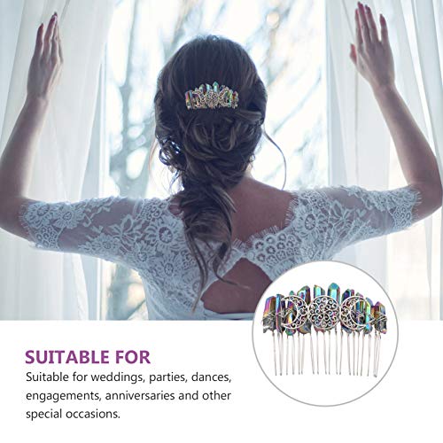 Frcolor Crystal Hair Comb Gradient Crystal Moon Hair Side Comb Vintage Decorative Wedding Hair Comb Clip For Women (Colorful Black) #TOP7