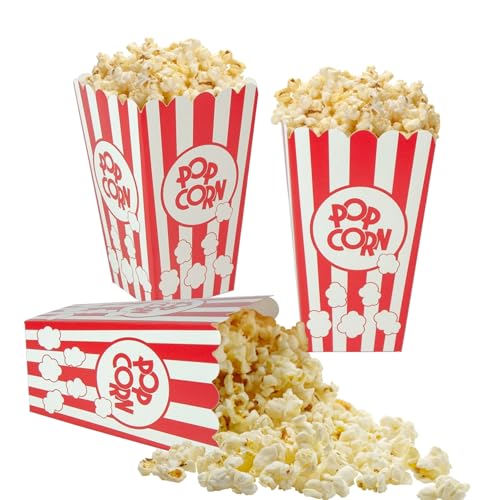 XIEHE 24 Pack Striped Popcorn Boxes - Carnival Parties Mini Paper Popcorn and Candy Containers, Party Supplies for Movie Nights (pop corn)