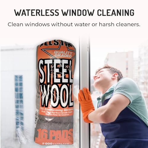 Image of Hi-Tech 000 Extra Fine Steel Wool Pads (16 Pack) - Ultra-Fine Scratch-Free Surface Prep, Waterless Window Cleaning, Polishing, Finishing & Woodworking Abrasive