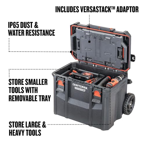 Image of CRAFTSMAN VERSASTACK XL Tool Box with Wheels, Waterproof, Stackable System, Portable Rolling Storage for Indoor /Outdoor Use, 22.5 Inch (CMST21445)