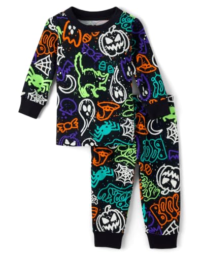 Image of The Children's Place Baby and Kids' Sibling Matching Halloween and Holiday Pajama Sets, Cotton