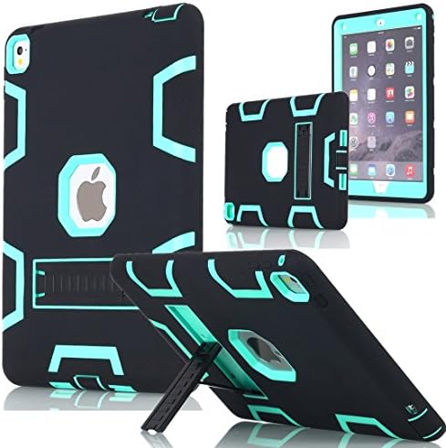 iPad Pro 12.9" Case,AICase Heavy Duty Hybrid Shockproof Hard Case Cover Rubber Stand for 2017(A1670/A1671) Apple iPad Pro 12.9 inch (Black/Mint Blue)
