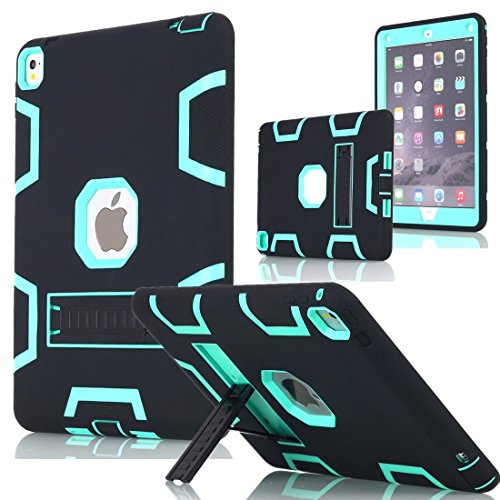 AICase iPad Pro 12.9" Case, Heavy Duty Hybrid Shockproof Hard Case Cover Rubber Stand for 2017(A1670/A1671) Apple iPad Pro 12.9 inch (Black/Mint Blue) (1st Gen/2nd Gen 2015/2017) by AICase - Used condition - US$15.96