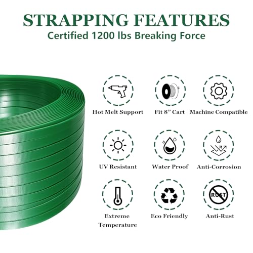 packaging strapping pallet strapping banding strapping coil 5834 x 1500 ft x 003534 pet polyester strapping and 100 buckles - heavy-duty certified 1200 lbs break plastic strap