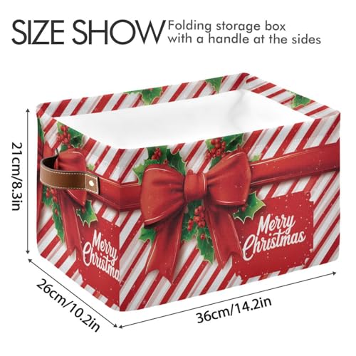 Image of Aslsiy Storage Basket Holiday Bows Christmas Decor (3) Nursery Bins Baby Box Canvas Clothes Shelf Basket Laundry Hampers 2 Pcs