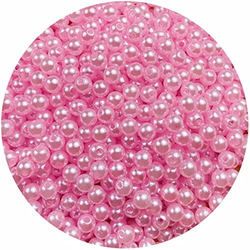 1000 Pcs Pearl Craft Beads - Loose Pearls, 6mm Round Spacer Beads for Earring, Bracelet, Necklace, Key Chains, Jewelry DIY Craft Making, Decoration and Vase Filler (6mm, Light Pink)